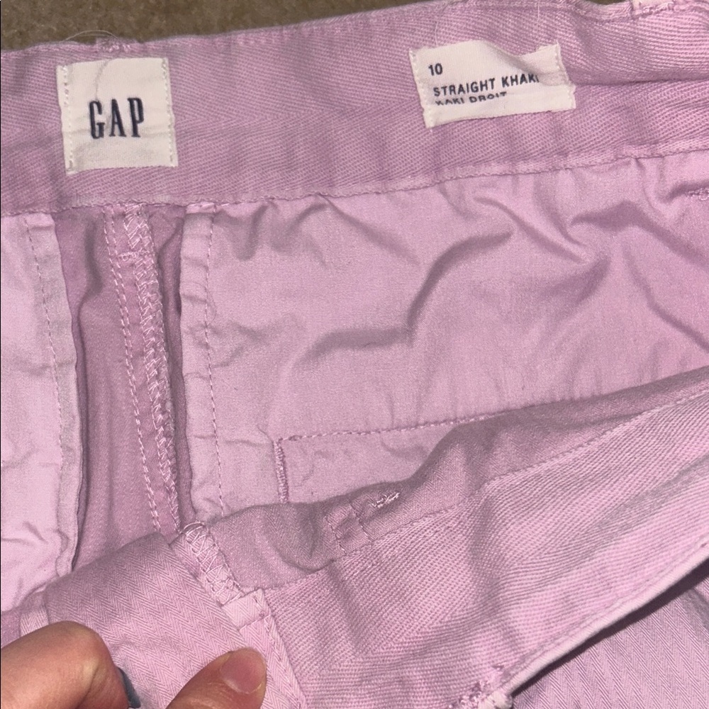 Pastel Pink Pale Lilac Lavender Purple Straight High Rise Khaki Pants - Picture 6 of 14